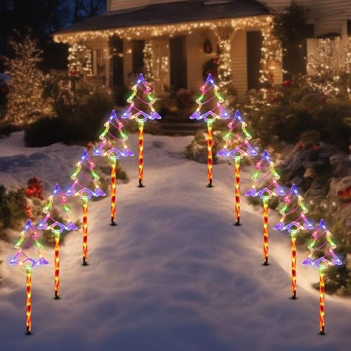 BRIGHTDECK Solar Christmas Tree Pathway Lights Outdoor Decorations, 5 Pack - Image 7
