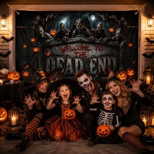 Halloween Garage Door Cover 8x7FT Zombie Dead End Pumpkin Outdoor Decor - Image 5