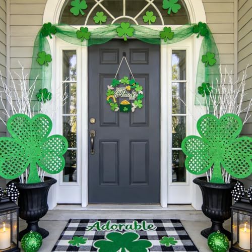 Wood Wreath for Front Door Porch Window Wall Hanging Decor (Green Retro) - Image 7