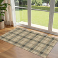 Front Door Mat Indoor Entrance - 2x4.3 Taupe Beige Tartan Plaid Rug by Othilic