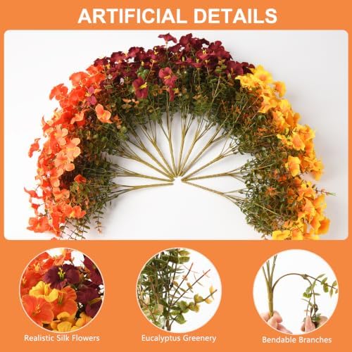 INQCMY 12 Pcs Artificial Petunias Fake Fall Flowers Outdoors UV Resistant - Image 2