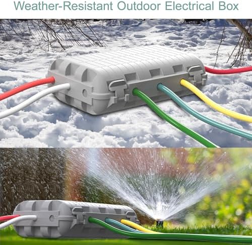 Outdoor Waterproof Electrical Box, Large Extension Cord Cover (9.05x6.61x2.67inch) Plug Protector Cable Connection Safety Box IP54 Water-Resistant for Power Strip, Holiday Light and Decorations, Grey - Image 5