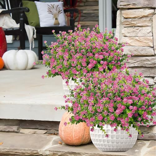 NETAP Outdoor Artificial Flowers UV Resistant, 20 Bundles Fake Realistic Floral Greenery Plants for Outside Porch, Window Boxes, Garden, Yard, Inside Home Table Decor, Pink by NETAP