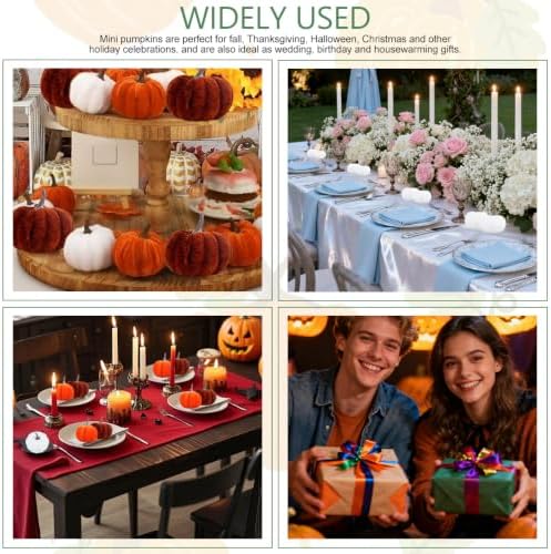 18PCS Velvet Little Pumpkins, 3 Colors Small Felt Pumpkins Fall Decor for Home Farmhouse Harvest Wedding Halloween Thanksgiving Decor - Image 5