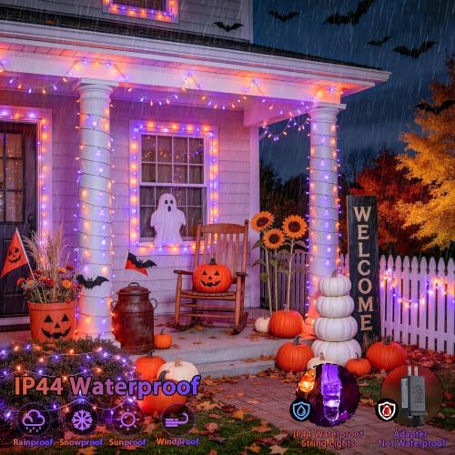 JMEXSUSS 200 LED Halloween Lights Outdoor Orange & Purple Halloween Lights - Image 2