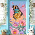 NYZE Butterfly Welcome Spring Door Covers For Front Door 35.4 x 70.8 Inch Door Banner Spring Porch Backdrop Sign Outdoor Indoor Spring Decorations by GIVEYOUTHEBEST