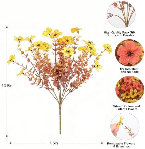 Artificial Fake Fall Flowers Mums Plants for Outdoors Autumn Decoration - Image 4