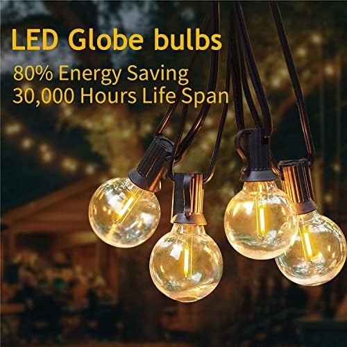 Abeja 25FT G40 Outdoor String Lights, Black Wire Globe Patio Lightss with 27 LED Plastic Bulbs(2 Spare), Waterproof Hanging Backyard Lights for Porch Balcony Party Decor, Warm White - Image 4