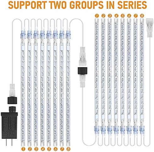 Meteor Shower Rain Lights with 25 Tubes 600 LEDs Waterproof Icicle Snow Fall String Lights for Party Tree Home Patio Outdoor Decoration (25 Tubes, White) - Image 7