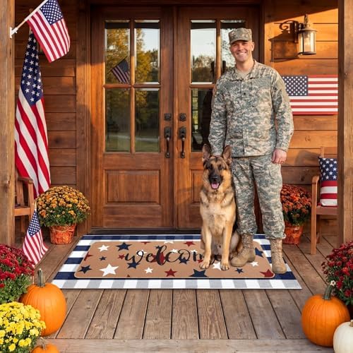 Tinideya 2 Pcs 4th of July Patriotic Door Mat Memorial Day Mat Outdoor - Image 5