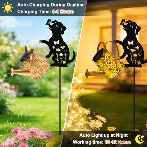 VOOKRY 2 Pack Solar Watering Can Lights,Gifts for Mom Women Christmas - Image 2