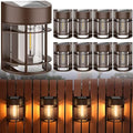 Solar Fence Lights, 8 Pack Deck Light Waterproof Solar Outdoor Lights for Garden Fence Post Backyard Decor, Brown by DOESLAG