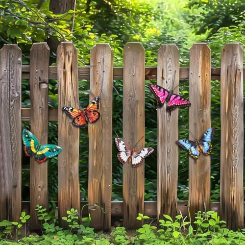 Eoorau 5 Pack Metal Butterfly Wall Hanging Decor for Outdoor - Image 2