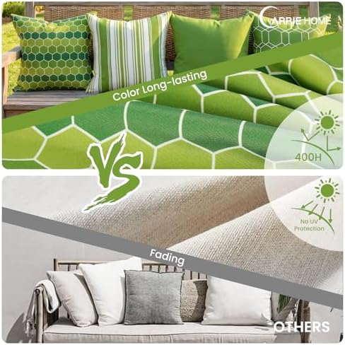 Summer Green Waterproof Outdoor Pillow Covers 18x18 Set of 2, Outdoor Sofa Cushion Covers for Patio Furniture Porch Chair Garden Sofa, Sage Green Decorative Fade Resistant Throw Pillows 18 x 18 - Image 3