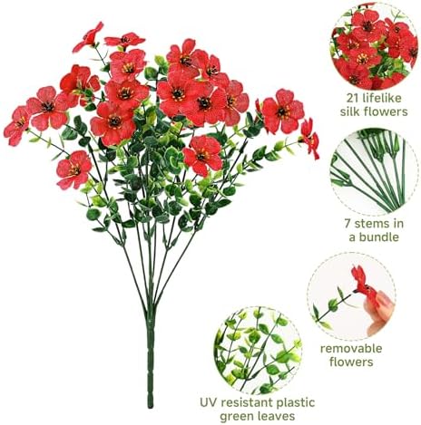 SHareconn 48 Bundles Artificial Flowers for Outdoors UV Resistant Decor - Image 3