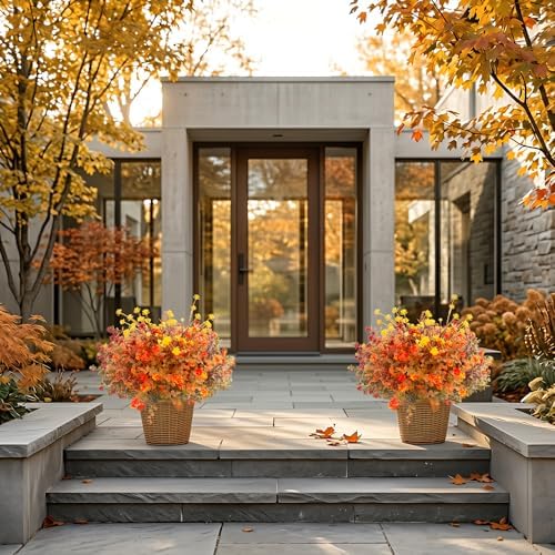Hananona 24 Pcs Artificial Fall Flowers, Orange (24, Orange) - Image 6