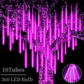 Christmas Purple Meteor Shower Rain Lights, 10 Tube 360 LED 12 Inch for Outdoor Halloween Falling String Raindrop Decor, Patio Garden Eaves (Can Connect 100 Sets) by Roytong
