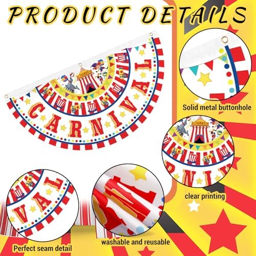 6 Pcs Circus Carnival Decoration Bunting Welcome Carnival Half Banner - Image 3