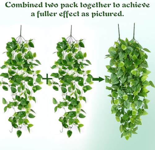 Waipfaru Fake Hanging Plants, 8Pcs Faux Ivy Pothos Vines Greenery - Image 5
