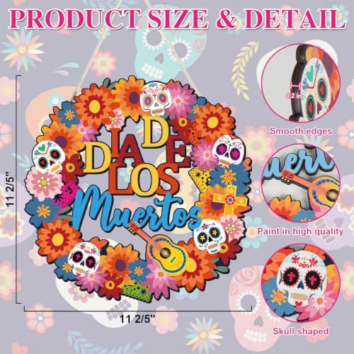 COCHIE Día De Los Muertos Sugar Skulls Door Decorations Welcome Sign - Image 2