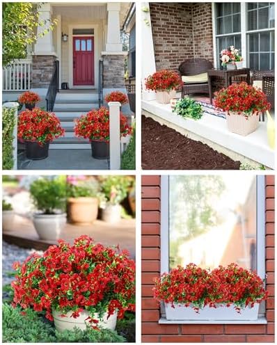 Artificial Flowers for Outdoor Decor, 16 Pack UV-Resistant Fake Red Silk Daisy Flowers, Perfect for Spring & Summer Decorating – Front Porch, Patio, Window Boxes, and Potted Plants - Image 6