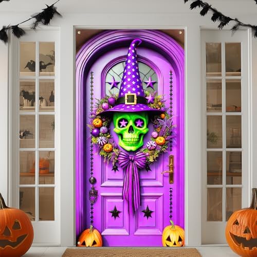 IVN Halloween Skull Witch Wreath Door Cover Decorations 35x71 Inch by IVN