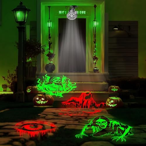 Halloween Projector Lights Outdoor - LED Rotating Skull & Ghost Projection Light, Waterproof Halloween Light Projector, Indoor/Outdoor Decor for Home, Yard, Party, Window & Wall - Image 4