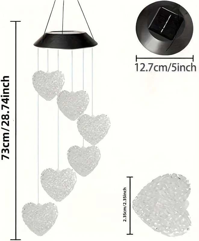 Solar Wind Chimes Outside Color Changing Lights,Solar Valentines Lights Outdoor,Valentine Solar Powered Lights,Garden Decor for Patio Yard Garden Home,Gifts for Women - Image 2