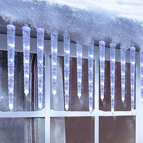 Toodour Christmas Icicle Lights Outdoor, 20 Tubes 90 LED Icicle Light with 8 Modes, Indoor Outdoor Crystal String Light, Connectable, Waterproof LED Christmas Lights for Home Holiday Party Xmas Decor by Toodour