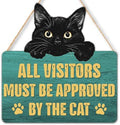 Funny Black Cat Wood Hanging Sign for Front Door, Cat Gifts House Welcome Sign by FDLLAUS