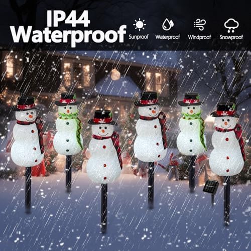 Christmas Snowman Solar Pathway Lights Outdoor Decorations, 6 Pack - Image 2