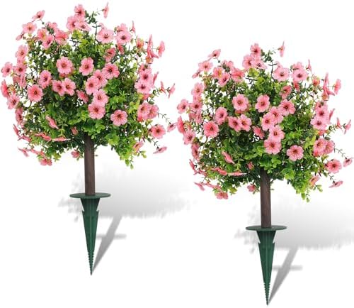 Artificial Shrubs for Outdoors 2‑Pack Pink Garden Yard by Unknown