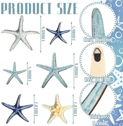 CroBlissful 6 Pcs Summer Beach Wall Decor Beach Starfish Wall Art - Image 2