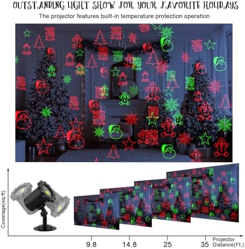 Christmas Projector Lights Outdoor, Waterproof Christmas Laser Projector Lights with Remote, Christmas Spotlight Decorations for Party Yard Garden Outdoor Indoor, SE369 - Image 3