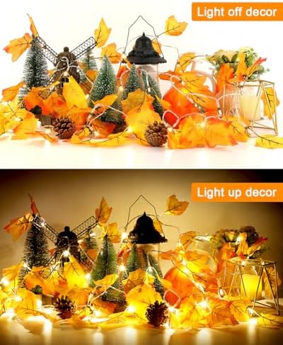 Luditek Fall Decor 3-Pack Fall Garland with Lights, Total 24.6ft 60LED - Image 5