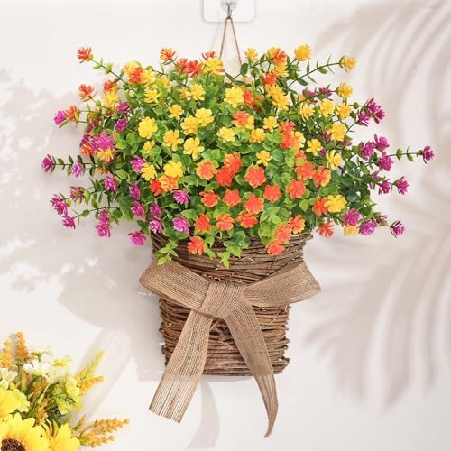 Dolicer Door Hanger Basket Wreath 13.8 in Hanging Outdoor Artificial Flower - Image 2