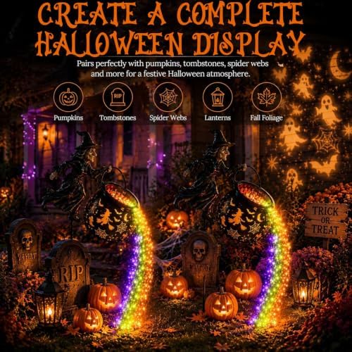 Halloween Decorations Outdoor-Witch Cauldron with Cascading Lights(Black-G) - Image 7