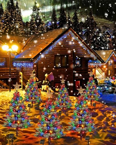 2 Pack Solar Christmas Trees Outdoor 100 LED Multicolor C6 Lights - Image 7