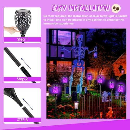 Solar Torch Lights with Flickering Flame Larger Size Halloween Decorations - Image 4