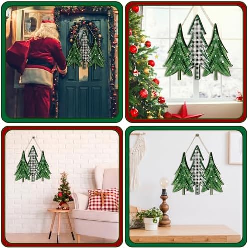Boao Christmas Tree Door Decor Christmas Wooden Sign Door Hanger - Image 5