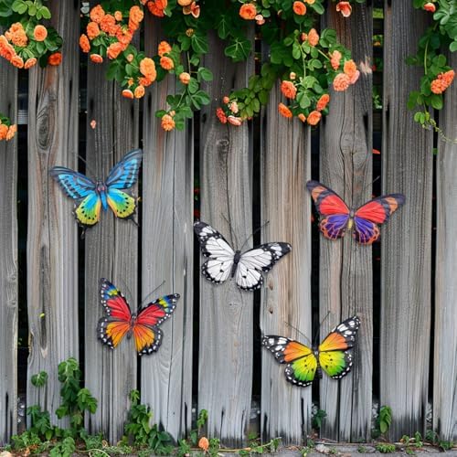EOORAU 5 Pack Metal Butterfly Wall Hanging Decor for Outdoor - Image 7