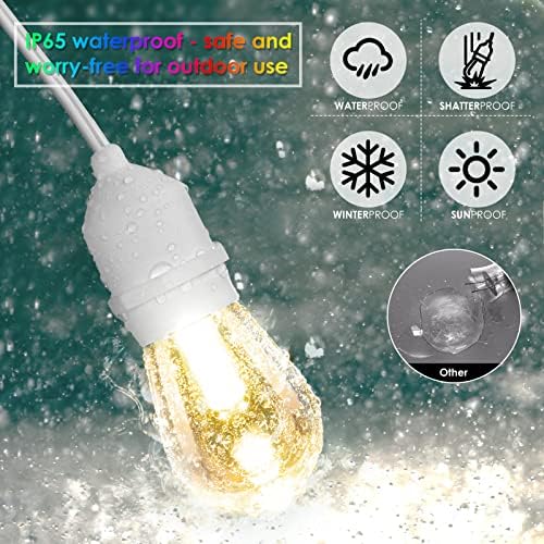 Mlambert Multicolor 96FT(2x48FT) LED Patio String Lights with Remote, White - Image 3