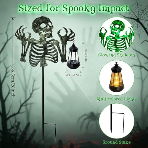 Halloween Decorations Outdoor Scary Skeleton Yard Stakes Solar Lights 2Pack - Image 3