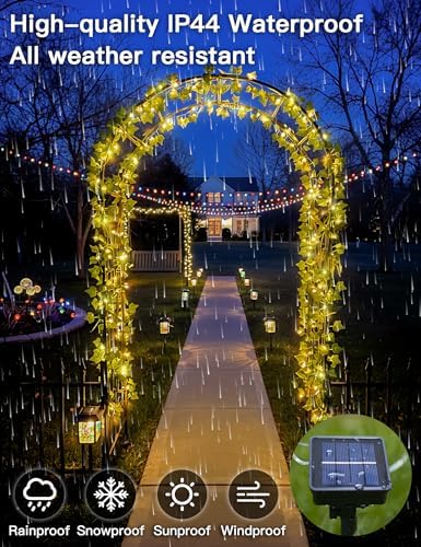 suddus Solar Ivy String Lights, 33ft 100 LED Vines with Lights Warm White - Image 6