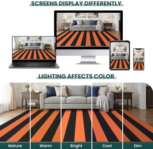 KOZYFLY Striped Rug 3x5 ft Orange and Black Halloween Fall Front Door Rugs - Image 6