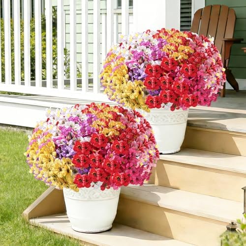 Powbrace 60 Pack Artificial Flowers for Outdoor Indoor Fake Plants(Mixed) - Image 5