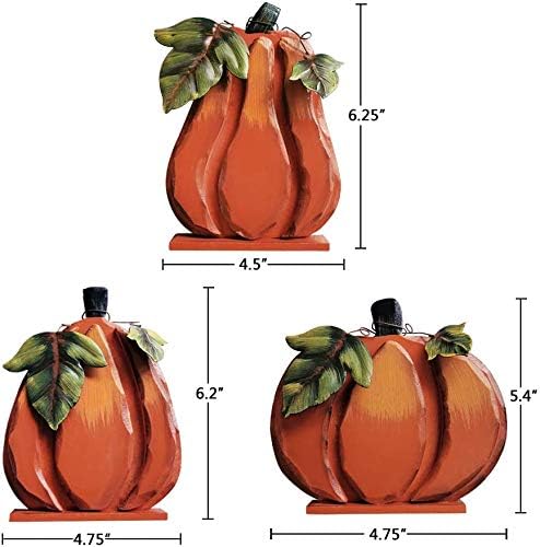 Rustic Wooden Free Standing Pumpkin Decor Autumn Harvest Tabletop Shelf Kitchen Decorations Thanksgiving Halloween Pumpkins Sign Fall Decor-Set of 3 - Image 2