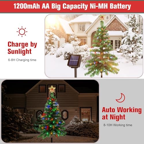 Solar Christmas Trees Lights Outdoor, Solar Powered Xmas Tree Stake Outside - Image 3