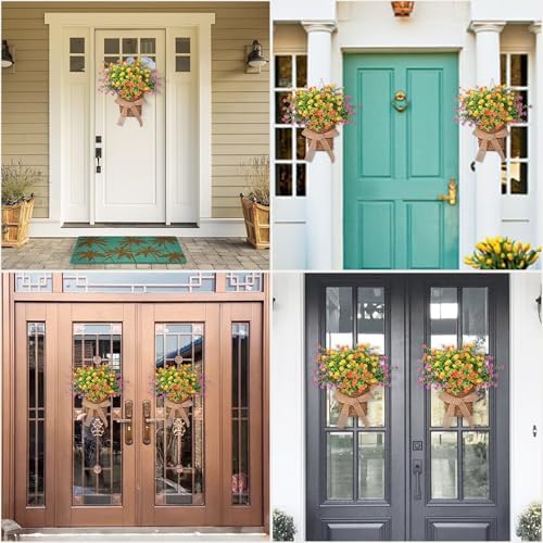 Dolicer Door Hanger Basket Wreath 13.8 in Hanging Outdoor Artificial Flower - Image 3