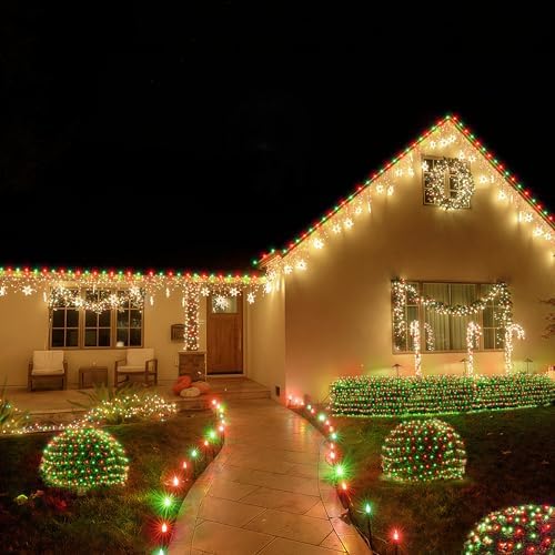 BlcTec Outdoor Christmas Lights 200 LED 8.4ft x 5.2ft Christmas Net Lights with 8 Modes, UL Certified, Timer, Connectable, Waterproof for Trees, Bushes, Yard Outdoor Holiday Decorations, Red Green - Image 7